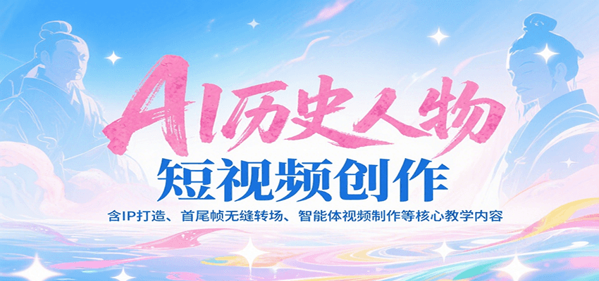 AI历史人物短视频创作，含IP打造、首尾帧无缝转场、智能体视频制作等核心教学内容-九天资源站
