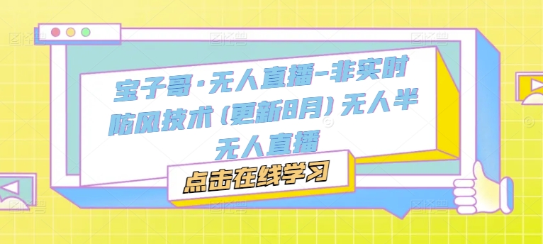 宝子哥·无人直播-非实时防风技术(更新25年7月)无人半无人直播-九天资源站