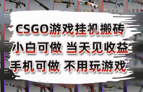 CSGO游戏挂G搬砖，小白纯手机即可操作，不用电脑打游戏，日入3张+，副业网创项目【揭秘】-九天资源站