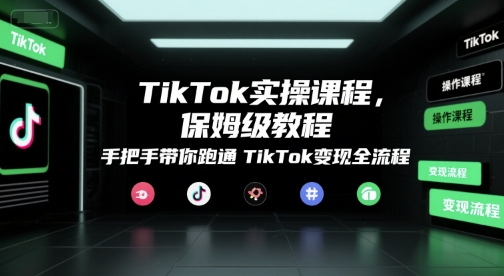 TikTok实操课程，保姆级教程，手把手带你跑通TikTok变现全流程-九天资源站