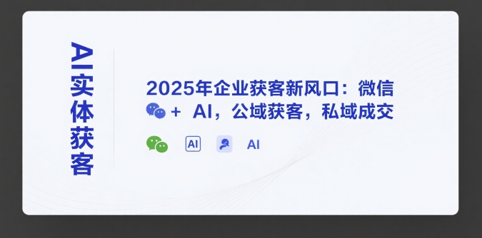 AI实体获客，2025年企业获客新风口：微信+ AI，公域获客，私域成交-九天资源站