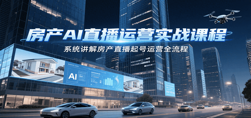 房产AI直播运营实战课程，系统讲解房产直播起号运营全流程-九天资源站