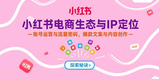 小红书电商生态与IP定位，账号运营与流量密码，爆款文案与内容创作-九天资源站