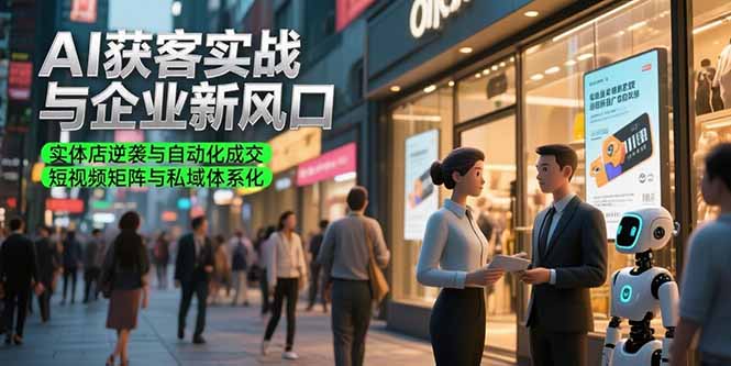 AI获客实战与企业新风口，实体店逆袭与自动化成交 短视频矩阵与私域体系化-九天资源站