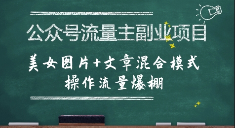 公众号流量主副业项目，美女图片+文章混合模式操作流量爆棚-九天资源站