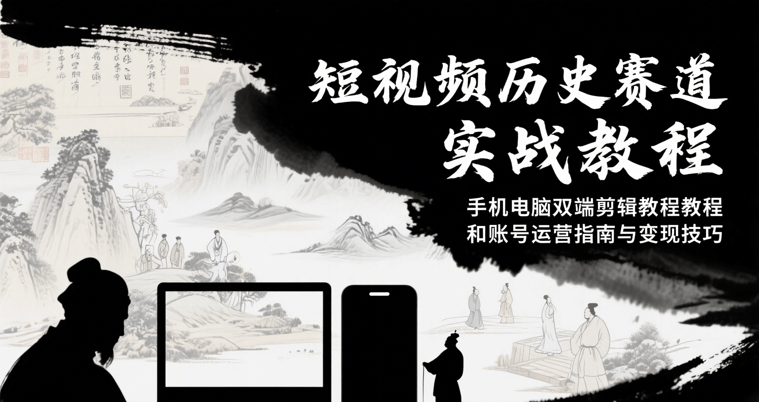 短视频历史赛道实战教程，手机电脑双端剪辑教程和账号运营指南与变现技巧-九天资源站