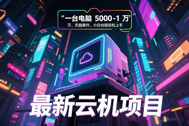 最新云机项目 一台电脑5000到10000 无脑操作小白也能轻松上手-九天资源站