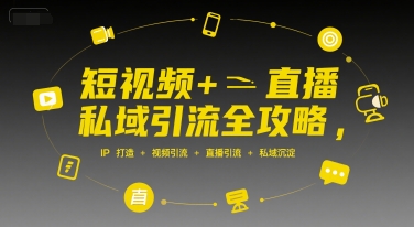 短视频+直播私域引流全攻略，IP打造 +视频引流 +直播引流 +私域沉淀-九天资源站