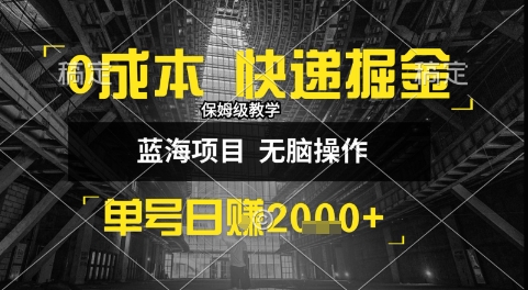 0成本快递掘金玩法，日入1k+，小白30分钟上手，收益嘎嘎猛【揭秘】-九天资源站