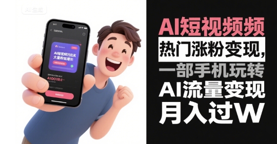 AI短视频热门涨粉变现，一部手机玩转AI流量变现，月入过W-九天资源站