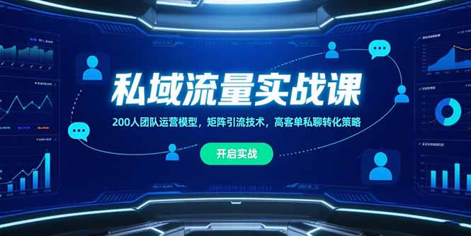 私域流量实战课，200人团队运营模型，矩阵引流技术，高客单私聊转化策略-九天资源站