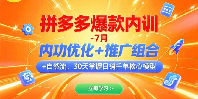 拼多多爆款内训-7月 内功优化+推广组合+自然流 30天掌握日销千单核心模型-九天资源站