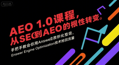 AEO 1.0 课程，从SEO到AE0的基命性转变，手把手教会你用AnswerEngineOptimization技术抢回流量-九天资源站