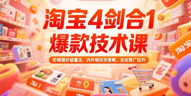 淘宝4剑合1爆款技术课73期：阶梯提价破量法，内外销双改策略 全站推广拉升-九天资源站