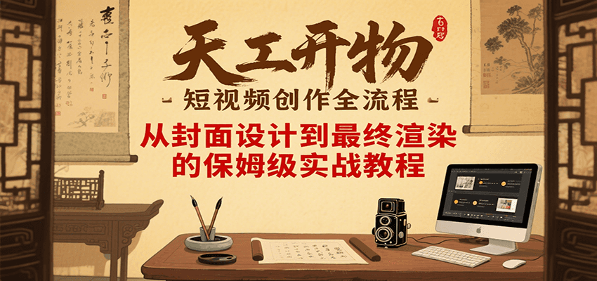 天工开物短视频创作全流程，从封面设计到最终渲染的保姆级实战教程-九天资源站