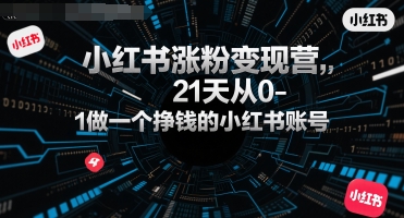 小红书涨粉变现营，21天从0-1做一个挣钱的小红书账号-九天资源站