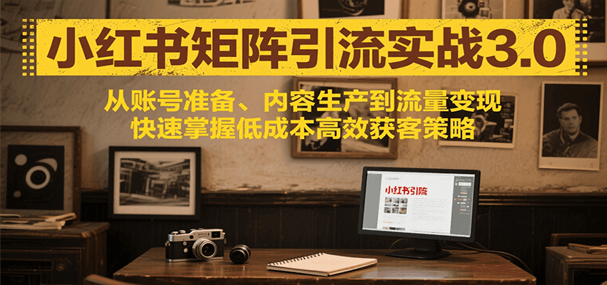 小红书矩阵引流3.0，从账号准备、内容生产到流量变现，快速掌握低成本高效获客策略-九天资源站