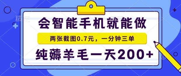 2025年零撸手机项目，二十秒一单，纯薅羊毛，一天200+做就有【揭秘】-九天资源站