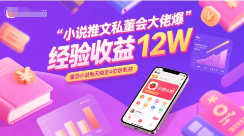 小说推文私董会大佬爆单经验分享收益12W，番茄小说每天稳定4位数收益-九天资源站