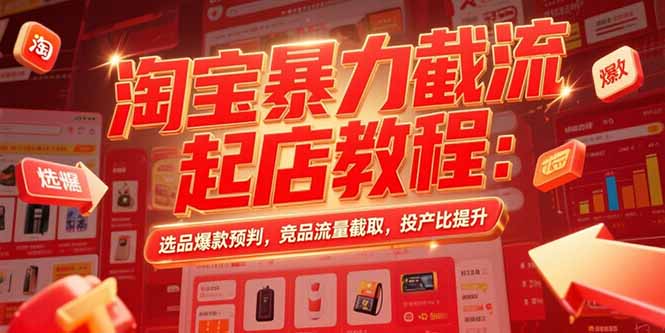 淘宝暴力截流起店教程：选品爆款预判，竞品流量截取，投产比提升-九天资源站