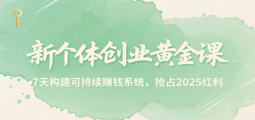 新个体创业黄金课，7天构建可持续赚钱系统，抢占2025红利-九天资源站