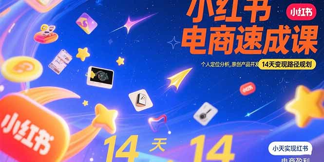 小红书虚拟电商速成课：个人定位分析，原创产品开发，14天变现路径规划-九天资源站