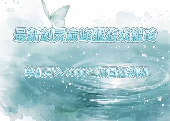 最新剑灵巅峰服游戏搬砖，项目红利期，单机稳定4000+操作简单好上手-九天资源站