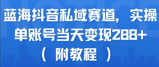蓝海抖音私域赛道，实操单账号当天变现288+(附教程)-九天资源站