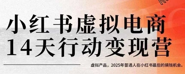 小红书虚拟电商14天变现训练营，虚拟产品，2025年普通人在小红书最后的搞钱机会-九天资源站