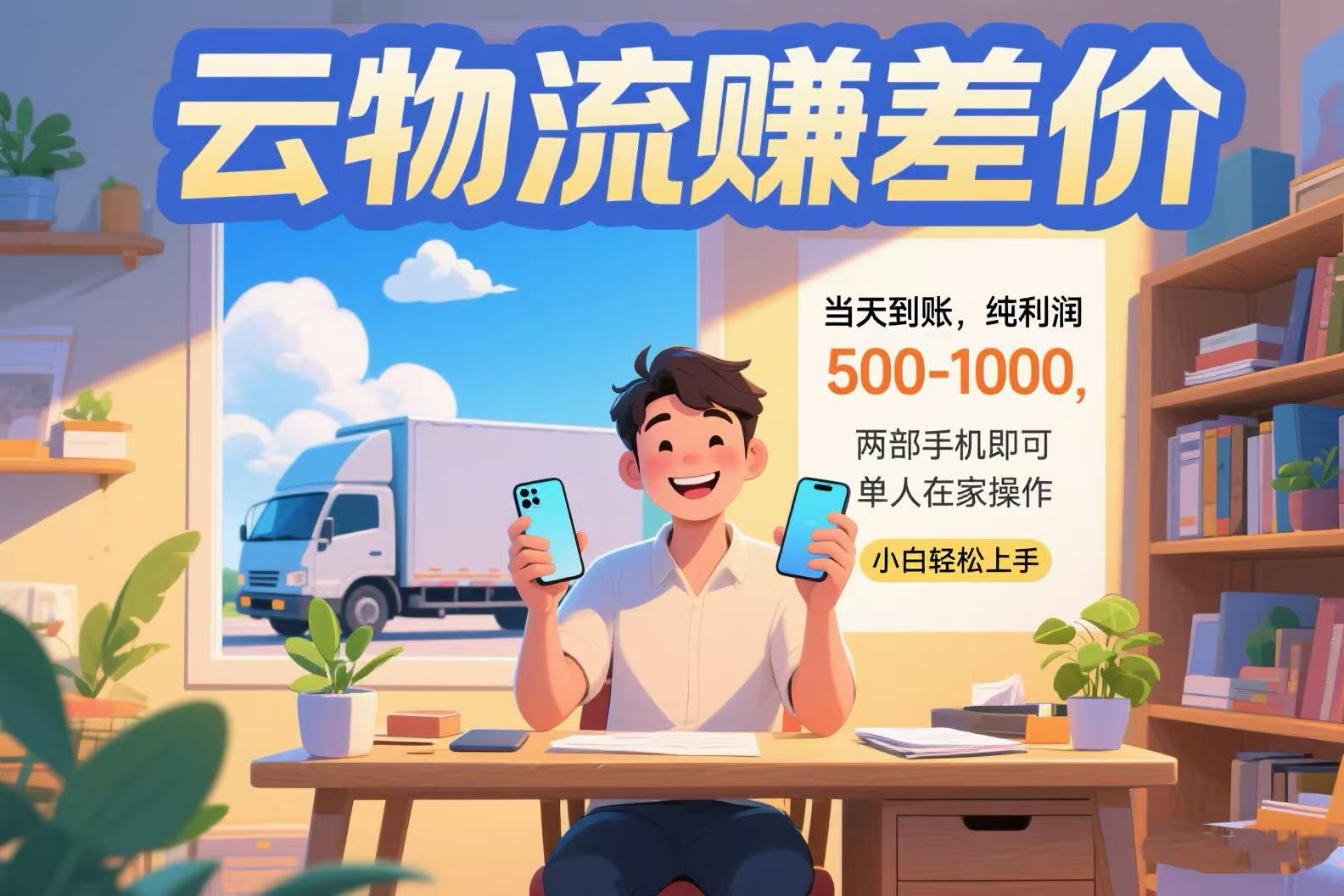 云物流赚差价 当天到账纯利润500-1000 两部手机即可 可单人在家操作 小…-九天资源站