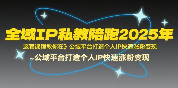 全域IP私教陪跑2025年，这套课程教你在公域平台打造个人IP快速涨粉变现-九天资源站