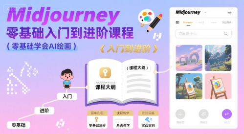 midjourney零基础入门到进阶课程，零基础学会AI绘画-九天资源站
