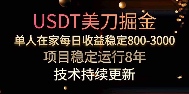 USDT美刀掘金，单人每日收益800-3000，稳定运行8年-九天资源站