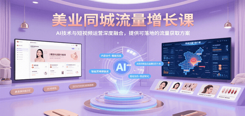 美业同城流量增长课，AI技术与短视频运营深度融合，提供可落地的流量获取方案-九天资源站