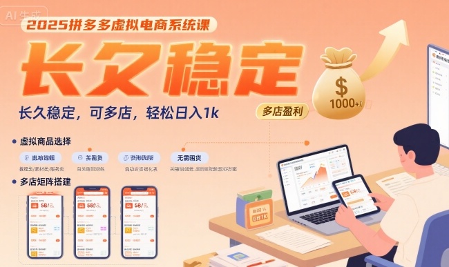 2025拼多多虚拟电商系统课，长久稳定，可多店，轻松日入1k-九天资源站