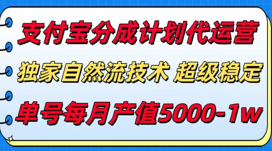 支付宝分成计划代运营，独家自然流技术，收益稳定，单号月产5000＋-九天资源站