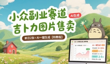 小众副业赛道 吉卜力图片售卖 单日2张+ AI一键生成【附教程】-九天资源站