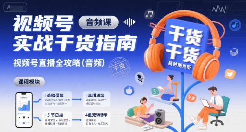 视频号实战干货指南，视频号直播全攻略(音频)-九天资源站