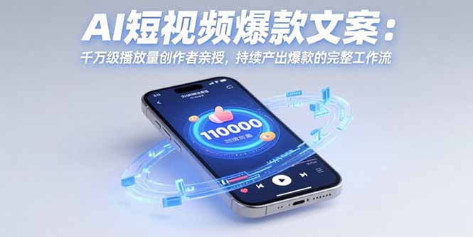 AI短视频爆款文案：千万级播放量创作者亲授，持续产出爆款的完整工作流-九天资源站