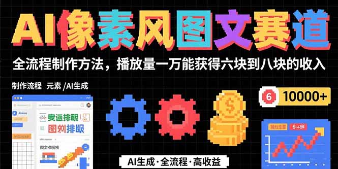 AI像素风图文赛道：全流程制作方法，播放量一万能获得6块到8块的收入-九天资源站