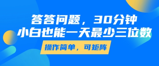 答答问题，30分钟，小白也能一天最少也有三位数，操作简单-九天资源站