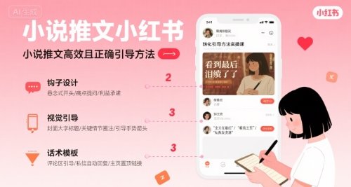 小说推文小红书高转化引导方法实操课，小说推文高效且正确引导方法-九天资源站