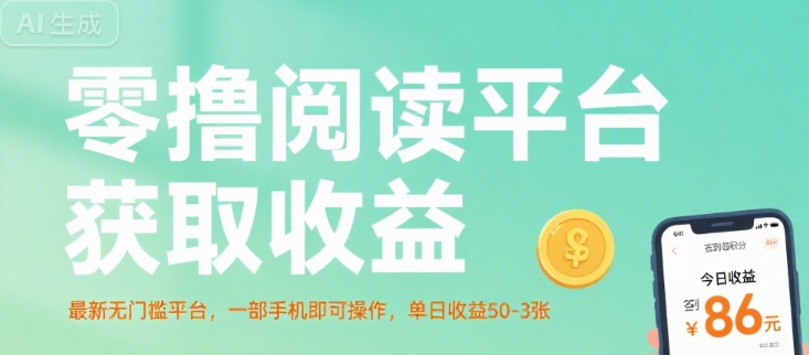 零撸阅读平台获取收益，最新无门槛平台，一部手机即可操作，单日收益50-3张【揭秘】-九天资源站