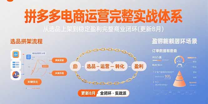 拼多多电商运营完整实战体系，从选品上架到稳定盈利完整商业闭环(更新8月-九天资源站