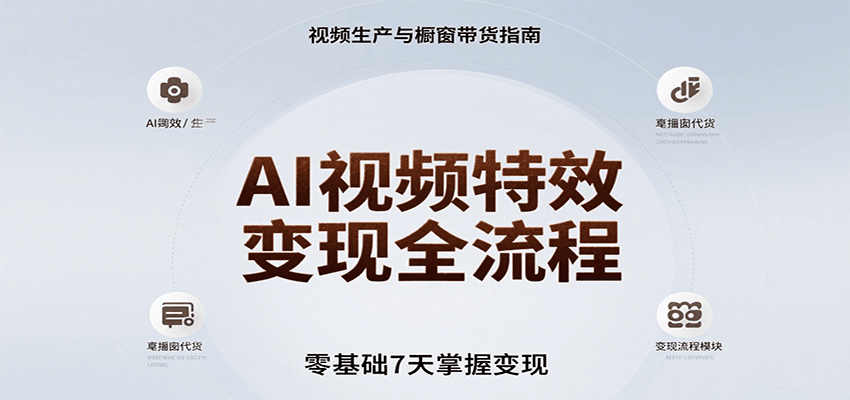 AI视频特效变现全流程，零基础7天掌握视频生产到橱窗带货变现-九天资源站