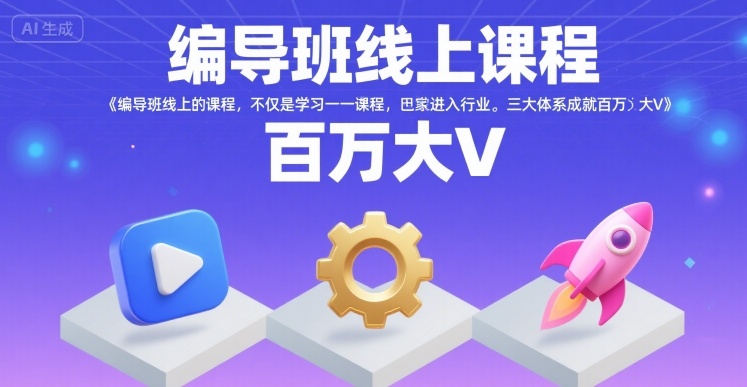 编导班线上课程，不仅是学习一门课程，更是进入一个行业，三大体系成就百万大V-九天资源站