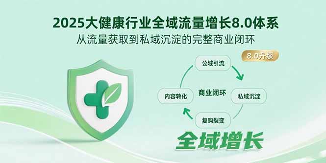 2025大健康行业全域流量增长8.0体系，从流量获取到私域沉淀的完整商业闭环-九天资源站