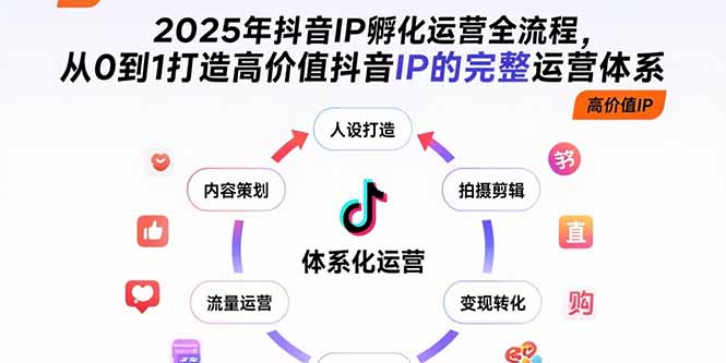 2025年抖音IP孵化运营全流程，从0到1打造高价值抖音IP的完整运营体系-九天资源站