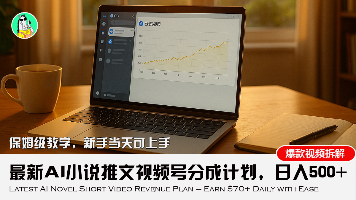 最新AI小说推文视频号分成计划，新手小白也能当天日入500+教程-九天资源站