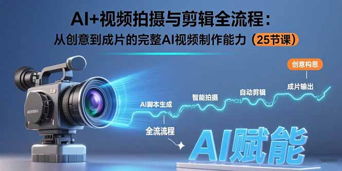 AI+视频拍摄与剪辑全流程：从创意到成片的完整AI视频制作能力(25节课-九天资源站